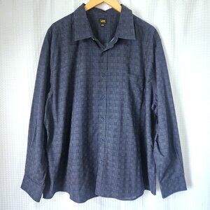 Lee Shirt Men's XXL Long Sleeve Button Up Shirt Blue Check Pattern Casua…